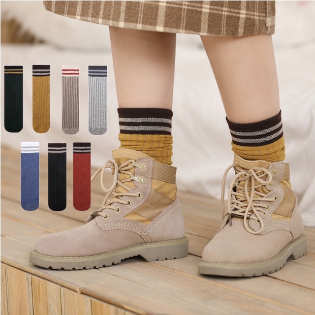 [Xuất Nhật] Tất nữ cổ nhún phong cách vintage, nhiều màu bằng sợi bông siêu thoáng, thấm mồ hôi