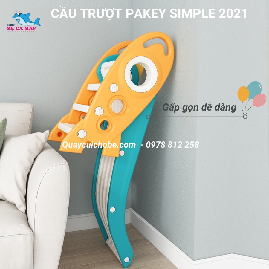 Cầu trượt cho bé gấp gọn đủ 5 màu, cầu trượt chính hãng Pakey dày dặn nhựa nguyên sinh HDPE an toàn cho bé