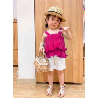 Bộ dập ly quần trăng thời trang bé gái