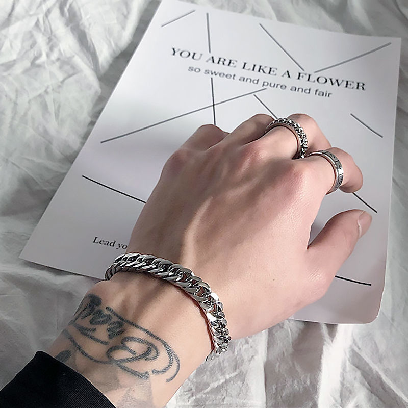 Vòng Tay Kim Loại Thiết Kế Dạng Xích Cổ Điển Sành Điệu Cho Nam Và Nữ