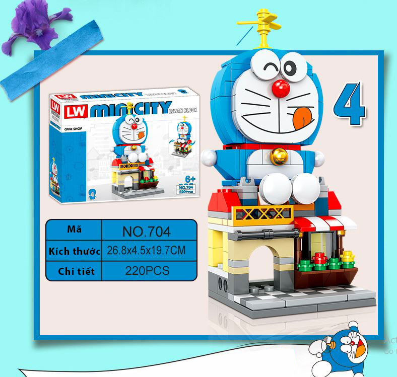 Đồ chơi lắp ghép kiểu Lego bé trai bé gái mẫu Cửa hàng của Doreamon Chất liệu nhựa ABS