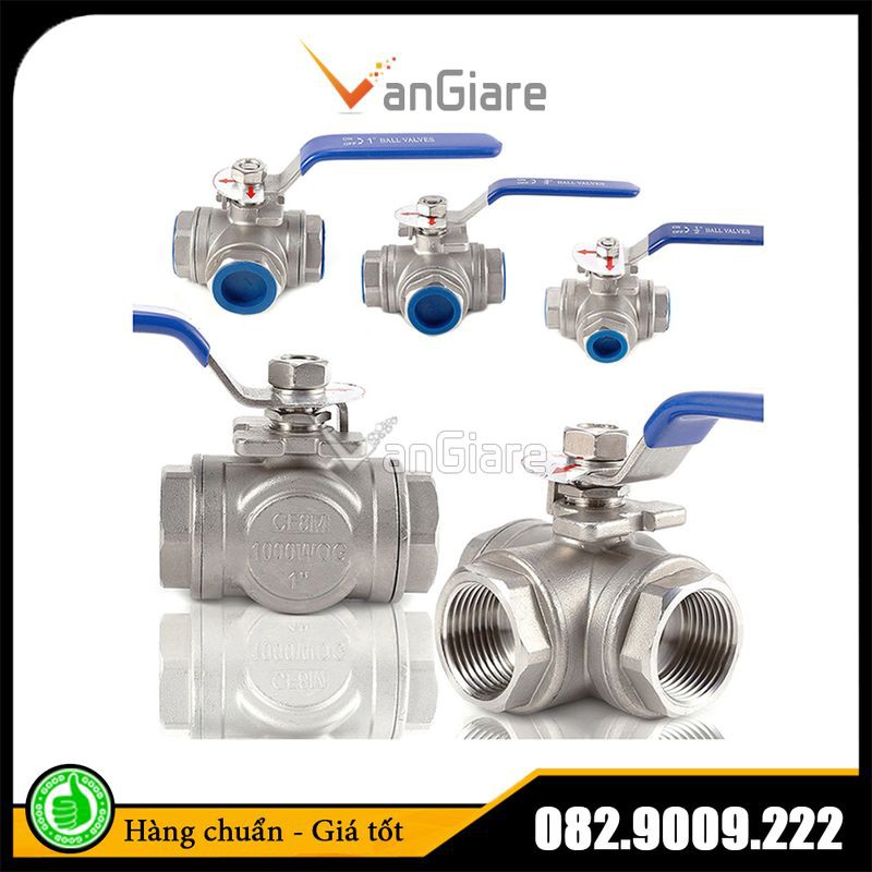 Van bi 3 ngã, van khóa 3 cổng inox phi 42 49 60 Đài Loan