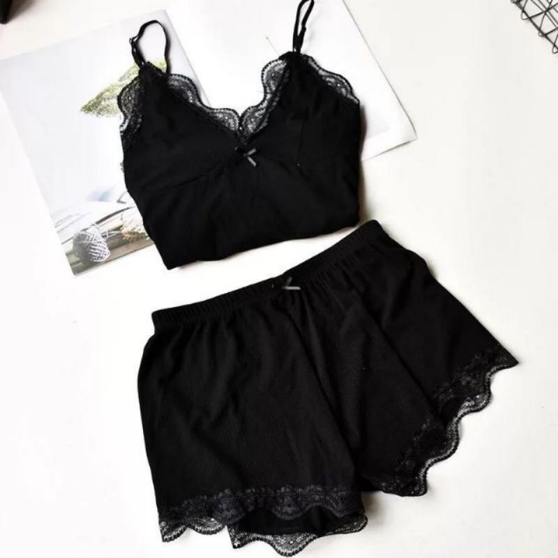 sét bộ ngủ 2 dây cotton tăm siêu gợi cảm