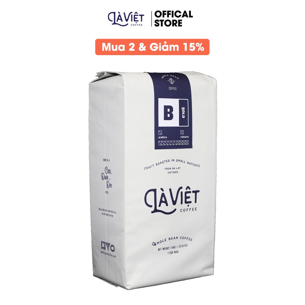 Cà Phê Nguyên Hạt LÀ VIỆT Bold 60% Arabica 1kg Vị Đậm Mạnh