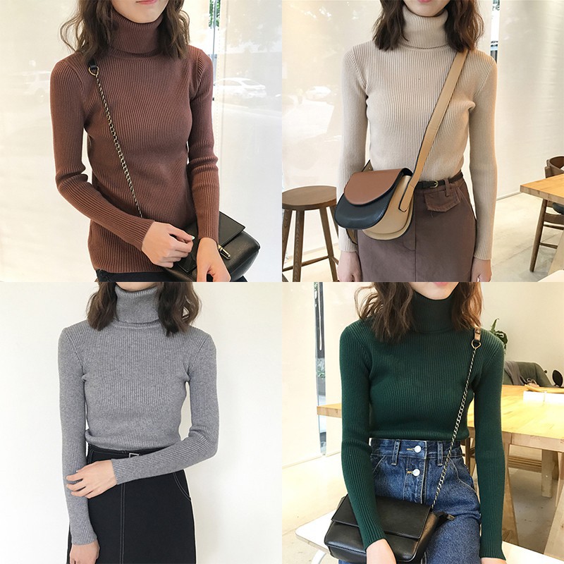 Áo sweater tay dài cổ lọ thiết kế đơn giản thời trang cho nữ | BigBuy360 - bigbuy360.vn