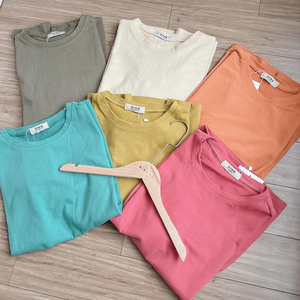 Áo Thun Trơn Nữ Nhiều  - Áo Thun Trơn Cổ Tròn Tay Lỡ , Chất Cotton Khô Đẹp Giặt Không Xù Nhão Vải