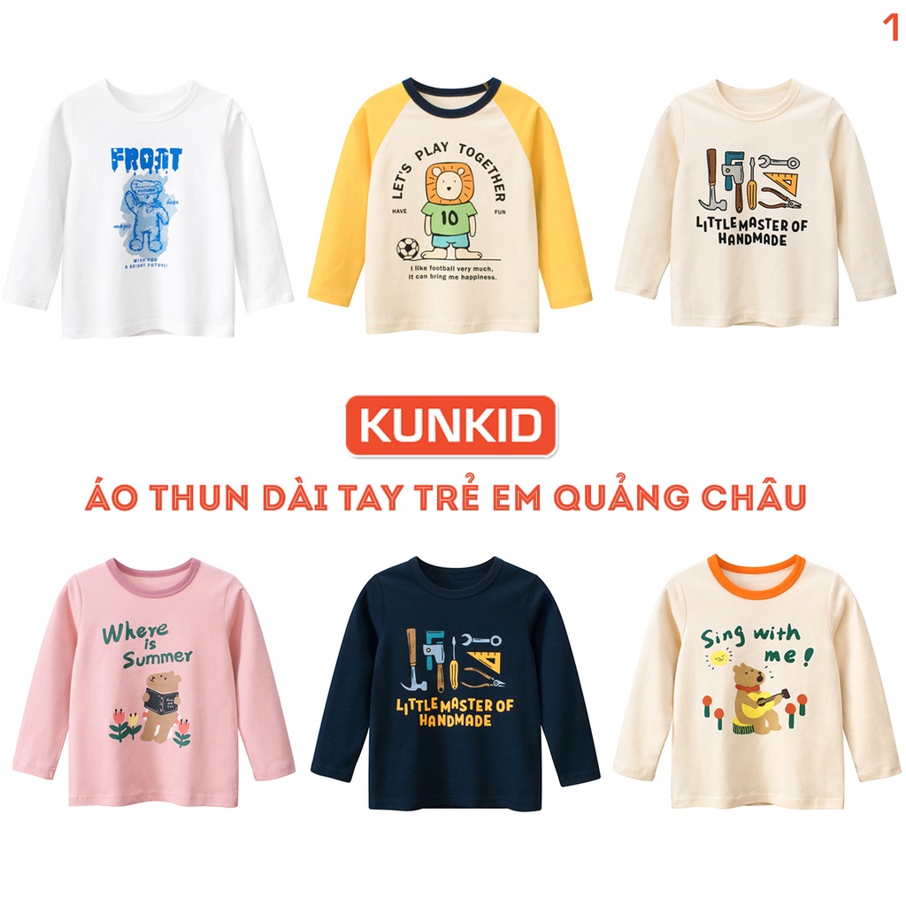 Áo dài tay bé trai Quảng Châu Áo cotton trẻ em kunkid