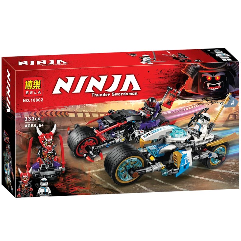 Đồ chơi lắp ráp xếp hình Non lego minifigures xếp hình ninjago xe đua của mr E và ninja zane season phần 8 Bela 10802.
