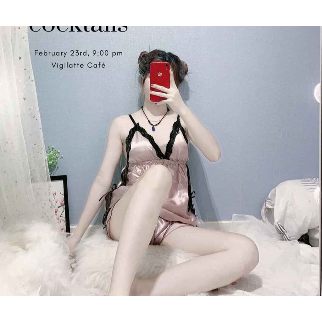 Đồ ngủ sexy hở lưng CÓ MÚT NGỰC freesize dưới 57kg