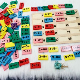 Đồ chơi toán học mầm non domino bằng gỗ