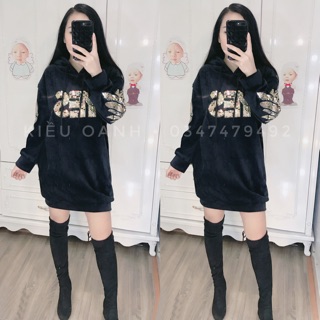 Váy nhung set len Khánh Huyền