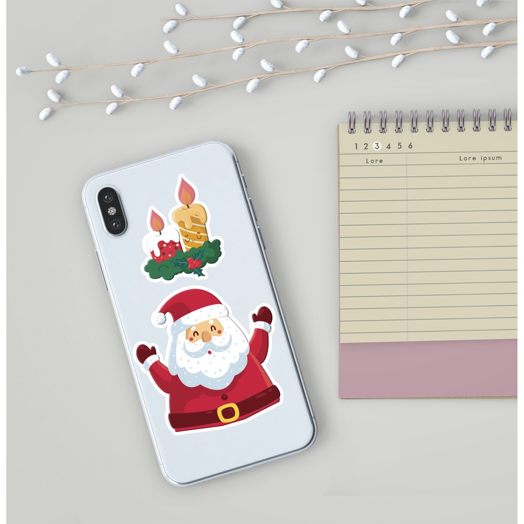 Set Sticker Noel 2021 Kích Thước A5 - Sticker Dán Điện Thoại Laptop Cắt Sẵn Từng Hình Có Keo Dán