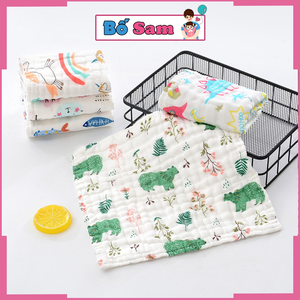 Khăn Xô 6 Lớp cho bé khăn sữa họa tiết đáng yêu, ngộ nghĩnh 25 x 25 cm Shop Bố Sam