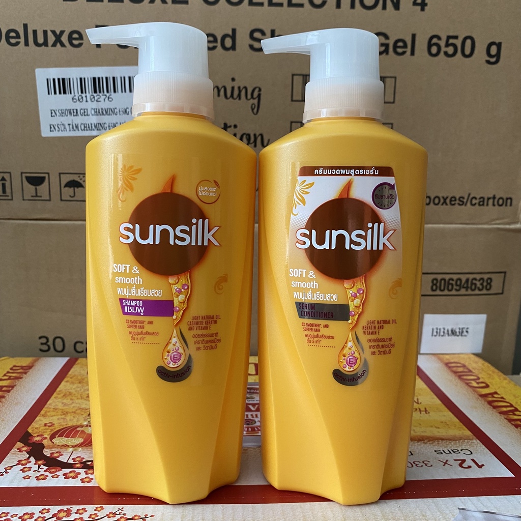 Combo Dầu gội và Dầu xả sunsilk mềm mượt diệu kỳ Thái lan 425ml