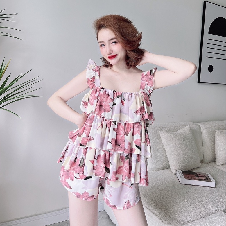 Bộ Đồ Ngủ Nữ SOJUN Vải Mango 3 Tầng 40-65Kg