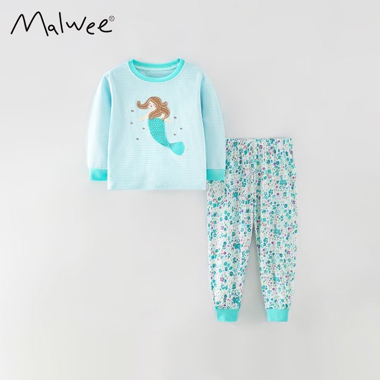 Bộ quần áo bé gái mùa thu đông dài tay Malwee cotton mềm, thoáng mát