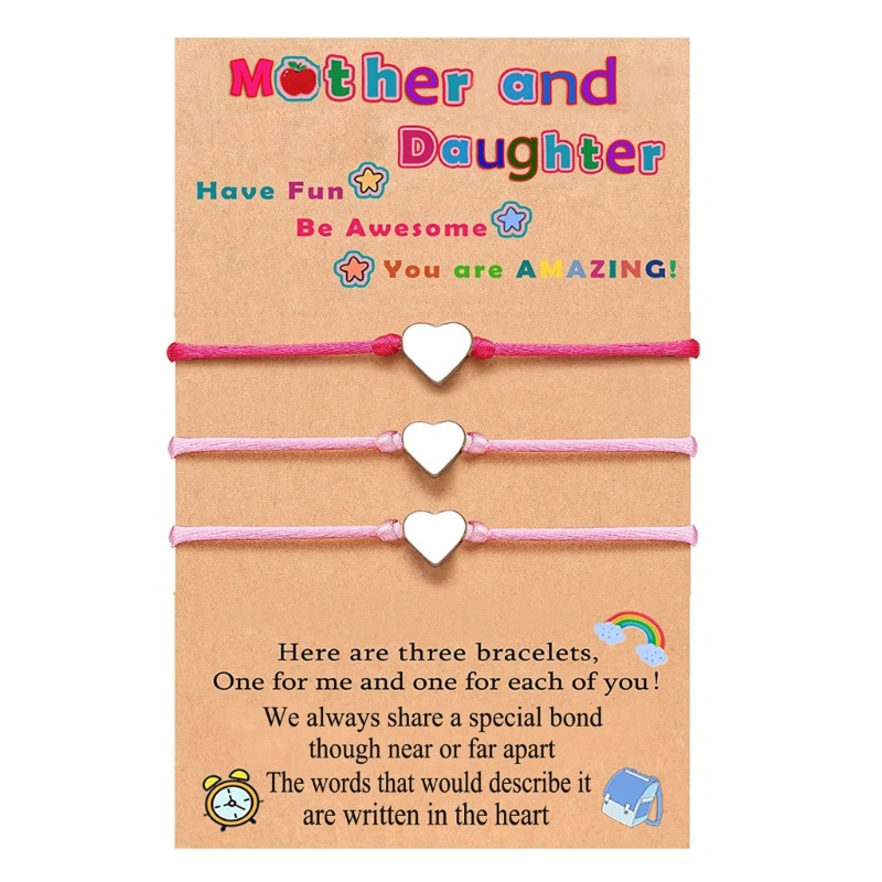 Set 3 Vòng Tay Bện Dây Mặt Trái Tim Phong Cách Trung Hoa Có Thể Điều Chỉnh Kích Thước