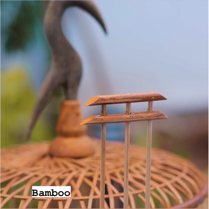 Lồng cu gáy Bamboo lồng nuôi chim cu gáy tặng kèm phụ kiện