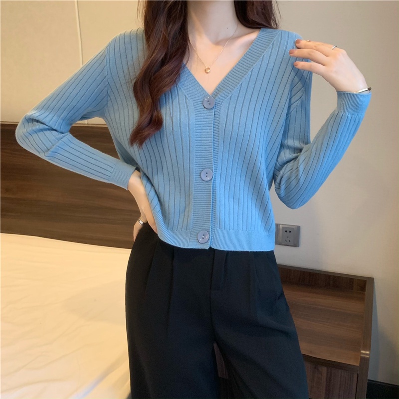 Áo cardigan ZHELIHANGFEI dệt kim tay dài cổ V nhiều màu dễ phối đồ cho nữ