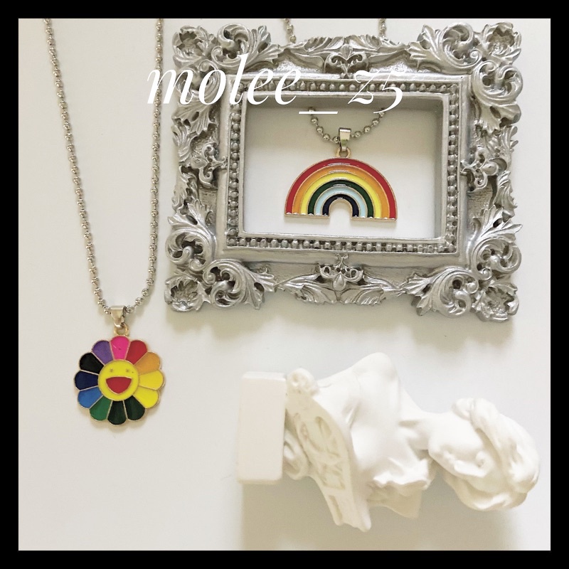 Vòng đeo cổ Hoa Mặt Trời Kaikai Kiki, Cầu Vồng Rainbow dây chuyền hợp kim unisex nam nữ thời trang