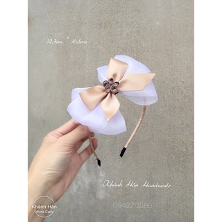 Cài tóc trắng mix be size 12,7cm * 10,5cm cho bé gái ( ảnh thật )