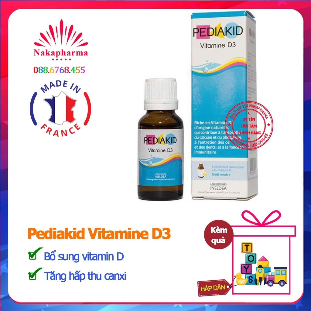 Pediakid Vitamin D3 cho trẻ còi xương - Giúp bổ sung Vitamin D, phát triển hệ xương răng,