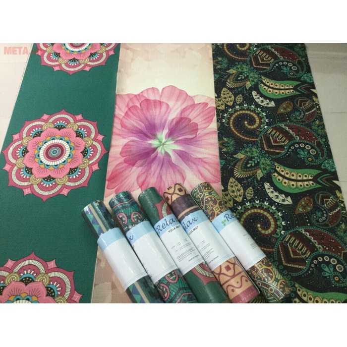 Thảm tập yoga hoa văn mỹ thuật Tặng túi đựng và dây buộc thảm - Hàng cao cấp siêu bám