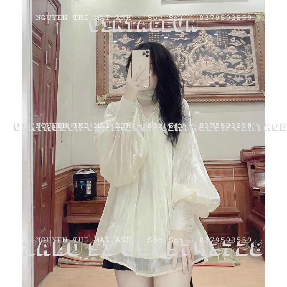 Áo babydoll tay bồng tiểu thư dấu quần kaca vintagevn