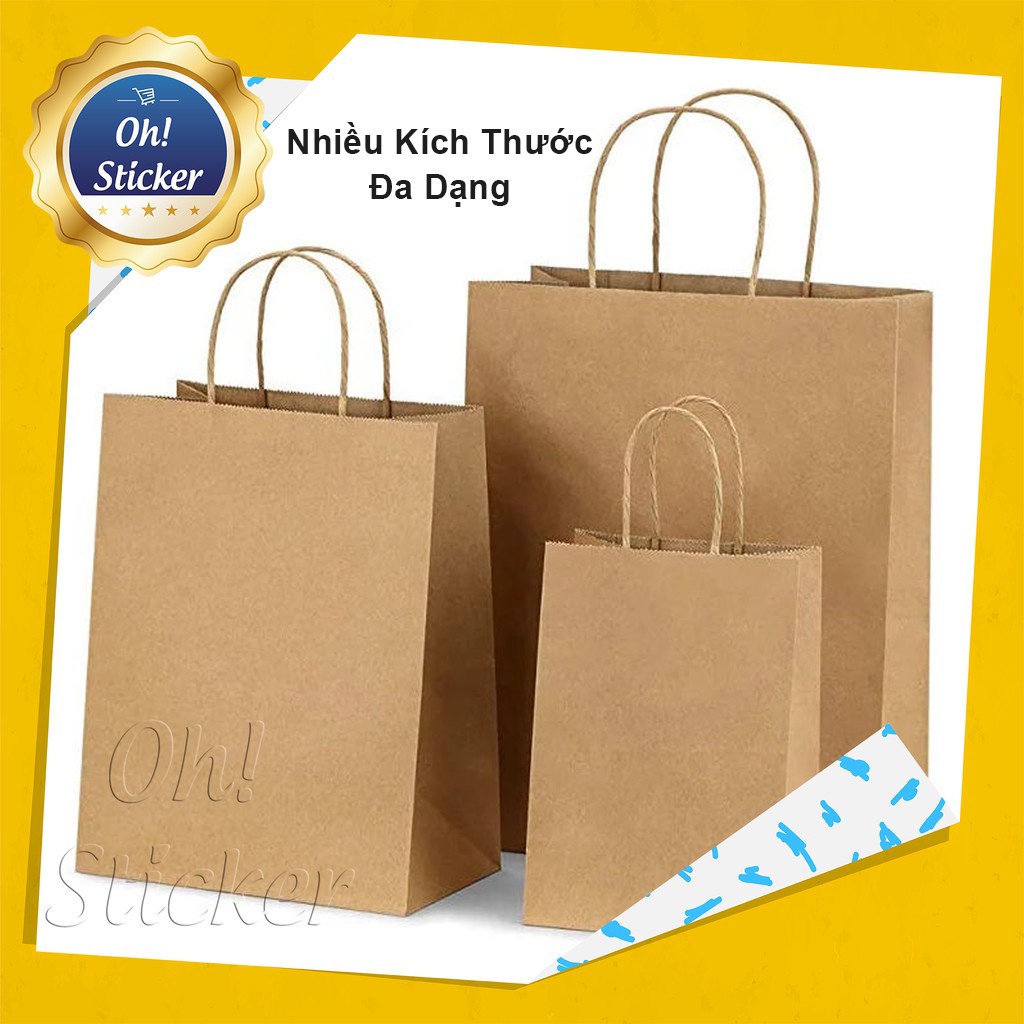 Túi Giấy Kraft Đựng Quà Tặng - Nhiều Kích Cỡ - Túi Giấy Môi Trường Đựng Thực Phẩm | Oh Sticker Shop