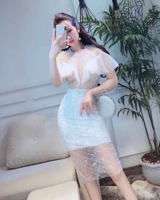 Đầm body kim sa đính đá