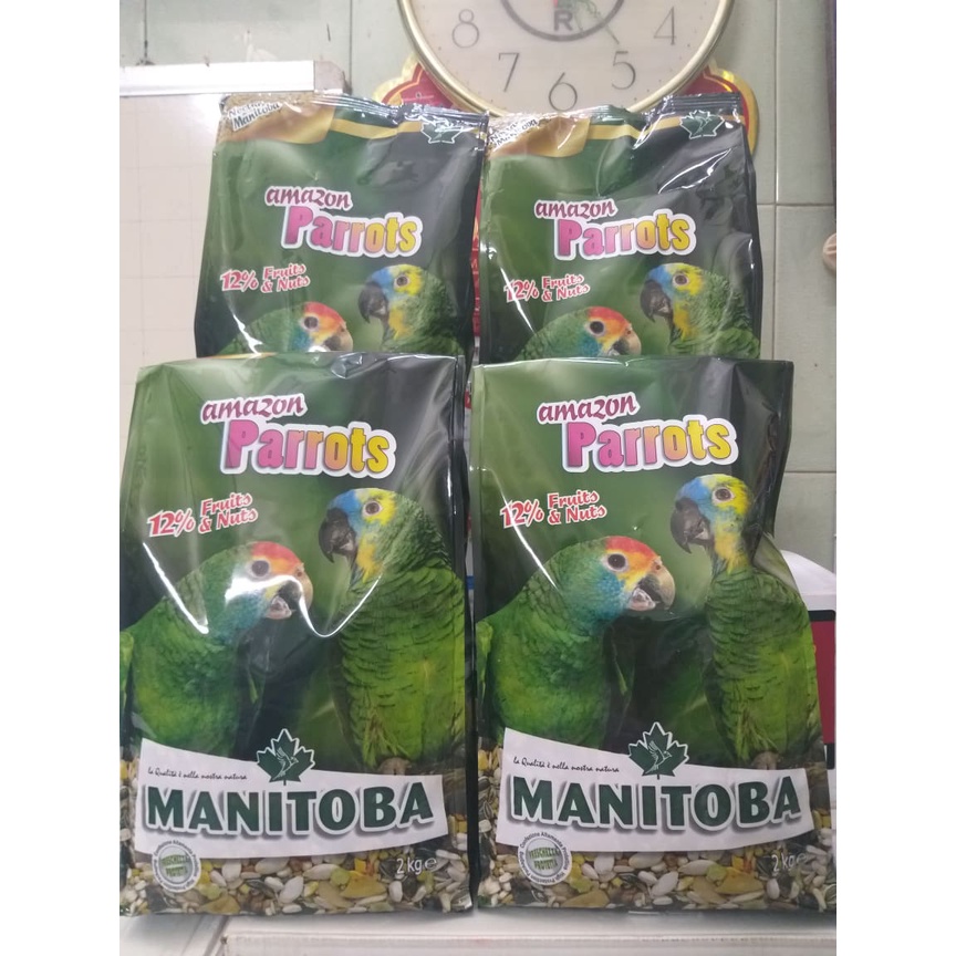 hạt trộn hoàn chỉnh  AMAZON PARROTS gói nguyên 2KG của MANITOBA chuyên dùng cho tất cả vẹt amazon