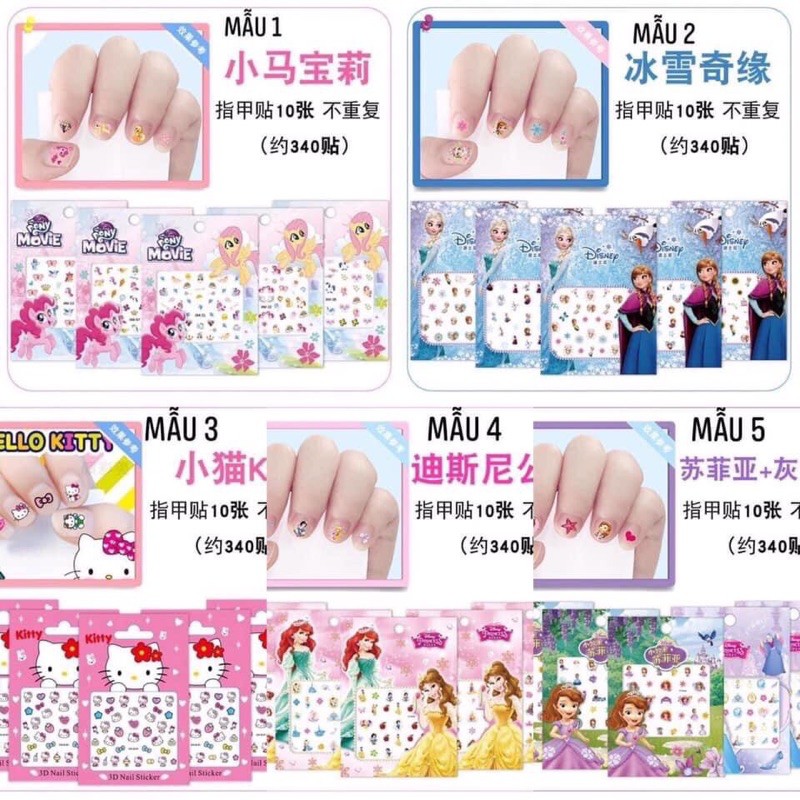 sticker dán móng tay cho bé set 10 miếng-340 hình