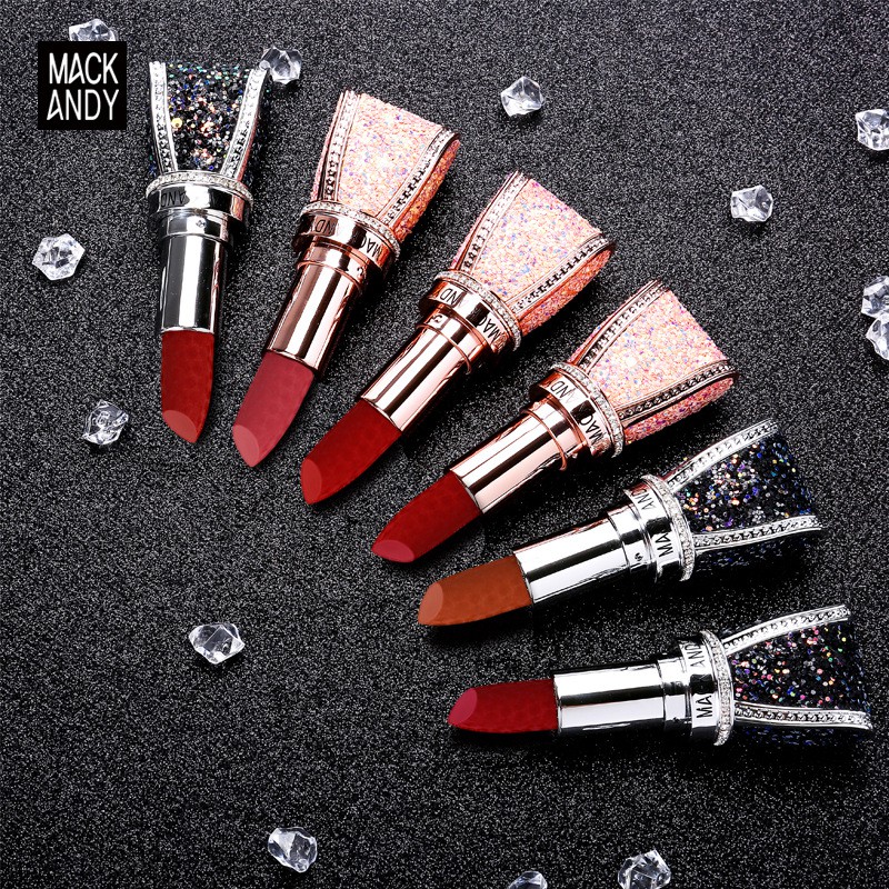 ▥◘✠[NOVO] Marco Andy s luxury butterfly crystal diamond lipstick net red is the same princess style matte non-drying moisturizing and lasting <