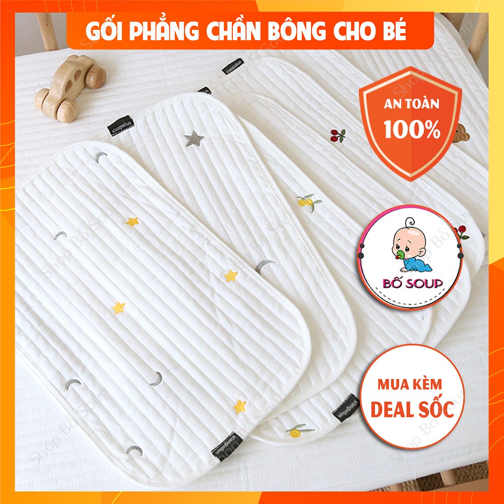 Gối trẻ em hình chữ nhật chất liệu chần bông, dùng cho bé sơ sinh phong cách Hàn Quốc