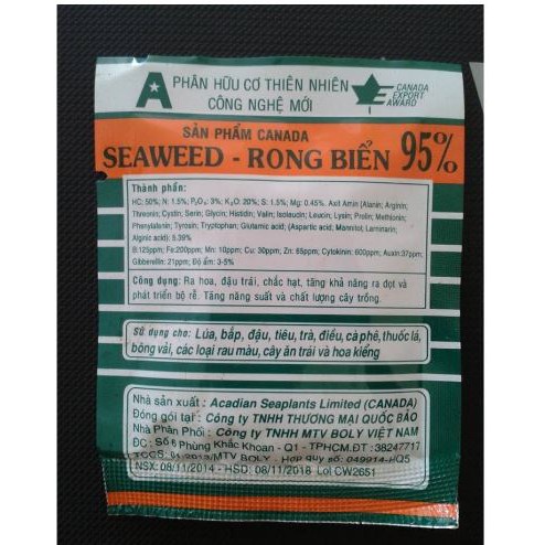 SEAWEED 95% Rong biển - Phân hữu cơ thiên nhiên giúp cây đâm chồi phát đọt gói 10gr