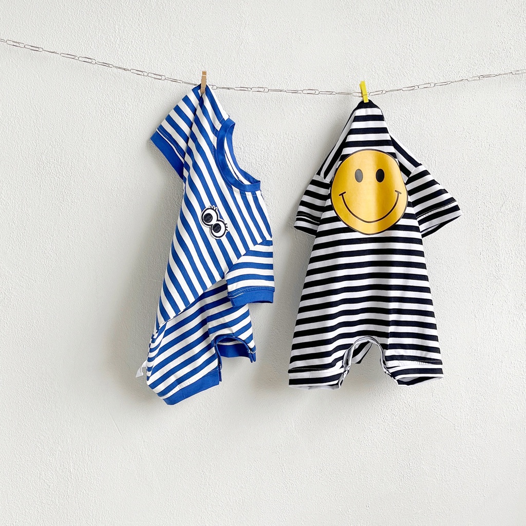 Áo Liền Quần Ngắn Tay In Họa Tiết Thời Trang Hàn Quốc Cho Trẻ Sơ Sinh