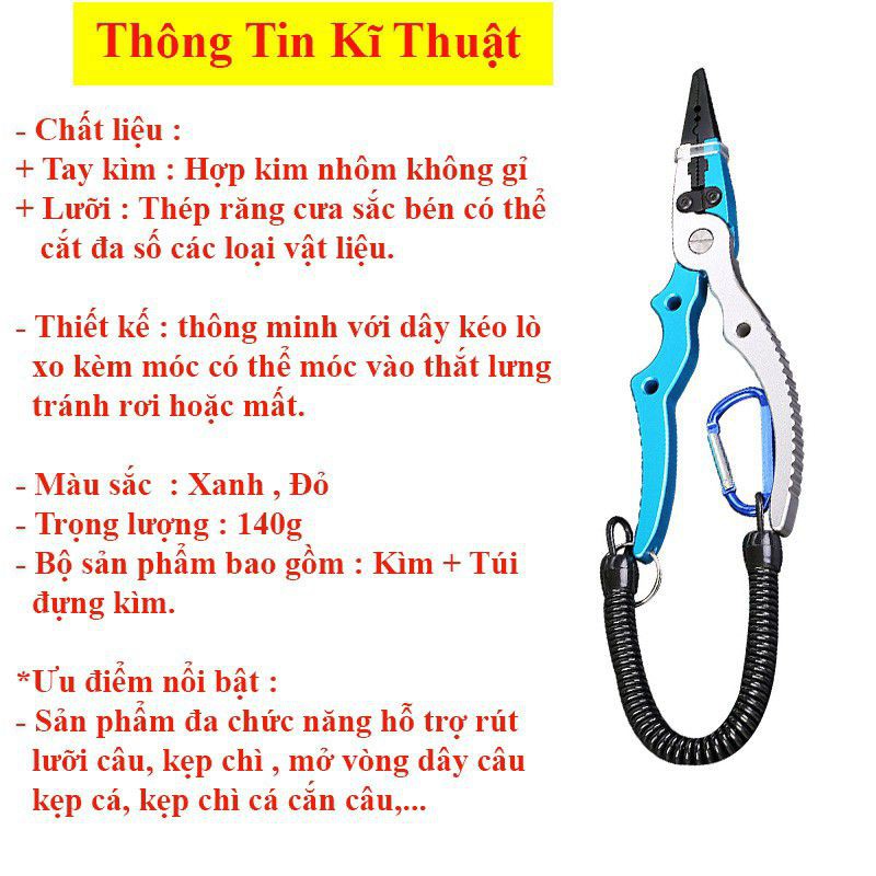 Bộ Kìm Kẹp Cá Đa Năng Gỡ, Buộc lưỡi câu cá Cao cấp