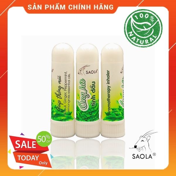 Tinh dầu thiên nhiên SAOLA dạng ống hít tiện lợi, giúp thông mũi, ngăn ngừa cảm cúm, tăng sức đề kháng, giữ ấm cơ thể