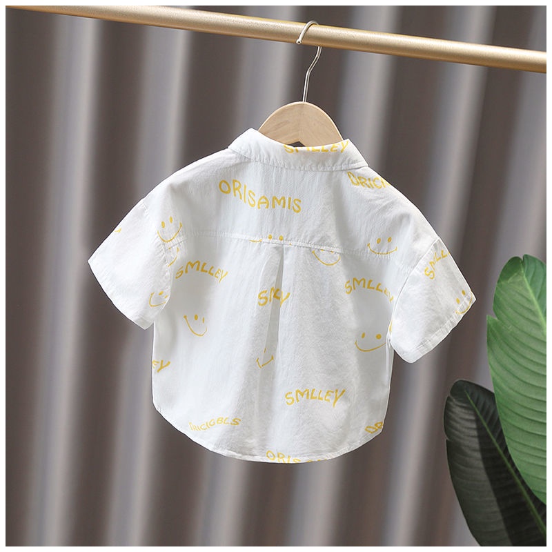 Áo Sơ Mi Cotton Mỏng Tay Ngắn Phong Cách Mới 2022 Cho Bé Trai