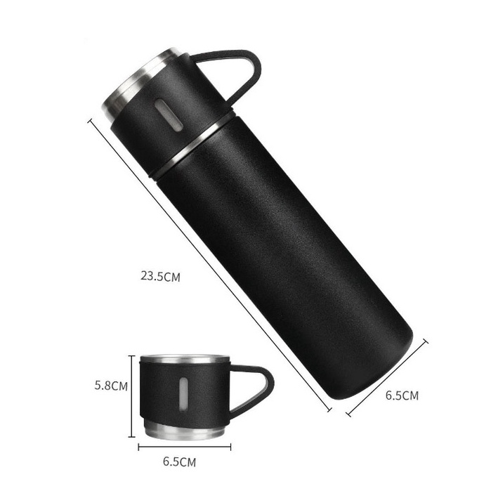 Hộp Bình giữ nhiệt tặng kèm 2 cốc 500ml  - Set bình 500ml 2 cốc HappyGift.com.vn