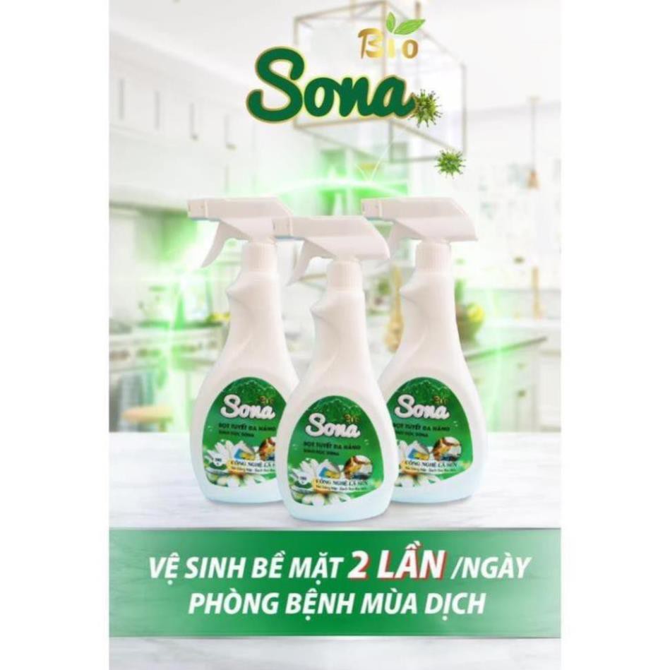 Xịt Đa Năng, Tẩy Rửa Vết Bẩn Nhà Bếp, Lau Kính Sạch Bong, Vệ Sinh Bề Mặt, Ngừa Vi Khuẩn SoNa 500ml