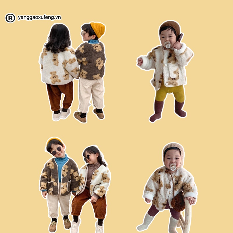 Áo khoác lông dày tay dài dành cho bé gái sơ sinh