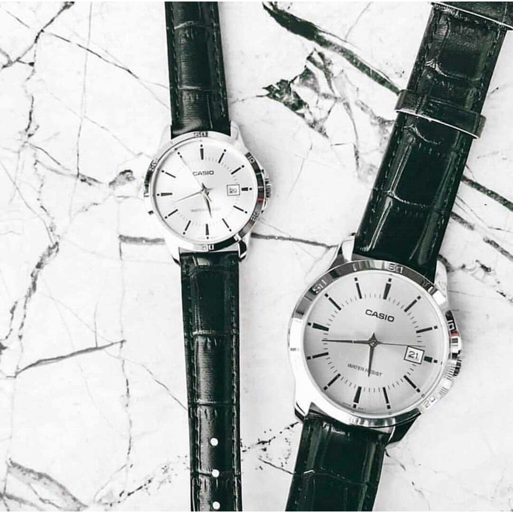 Đồng hồ Đôi Nam Nữ Casio MTP/LTP-V004L, đồng hồ chính hãng, dây da