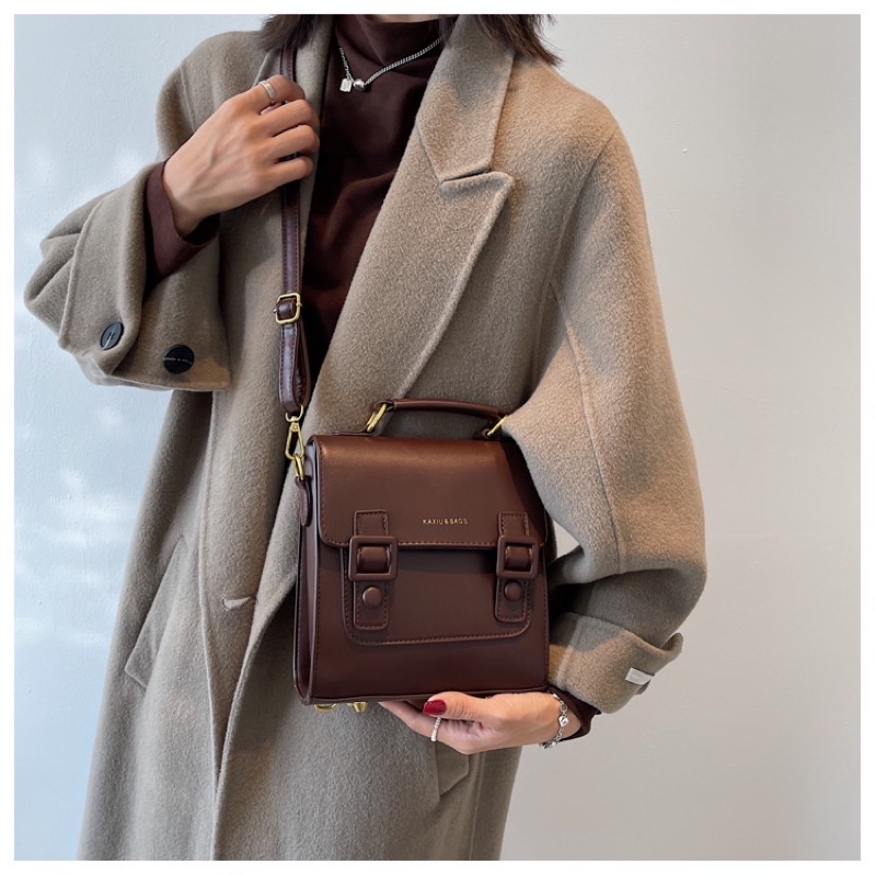 Balo mini thời trang nữ - balo da pu dáng vuông vintage cá tính - đeo chéo xách tay