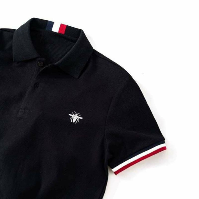 Áo Polo nam, áo thun nam chất cá sấu, áo polo cổ bẻ phối sọc cộc tay thêu ong, chất liệu thun co giãn 4 chiều | BigBuy360 - bigbuy360.vn