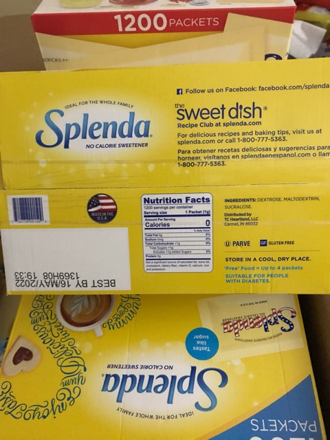 Đường splenda 1200 gói ( thùng vàng in logo cờ Mỹ) | BigBuy360 - bigbuy360.vn