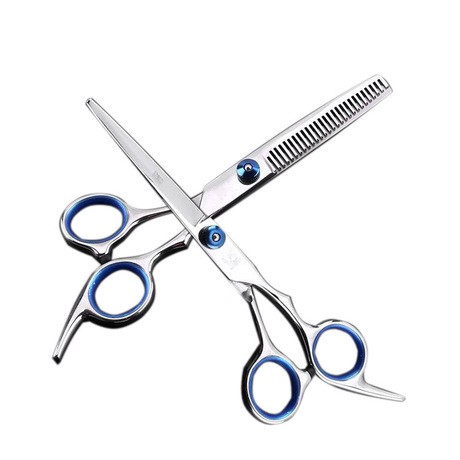 Combo Bộ kéo cắt và tỉa (Tay xanh) + Hộp đựng + Áo choàng cắt tóc + Kẹp cắt tóc tại nhà
