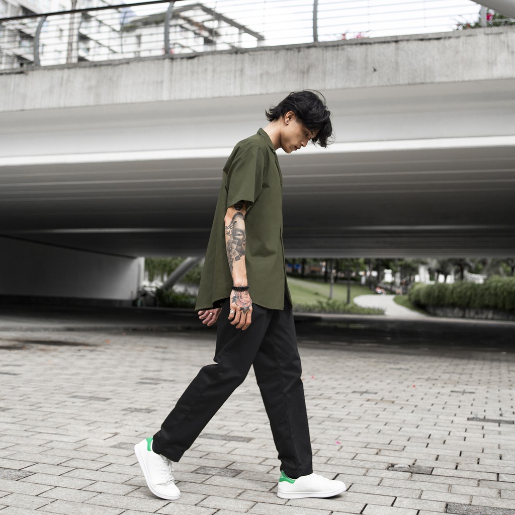 Quần Baggy KaKi Đen Trơn Ống Suông Nam và Nữ Dáng Suông Ống Rộng Chất Liệu Khaki