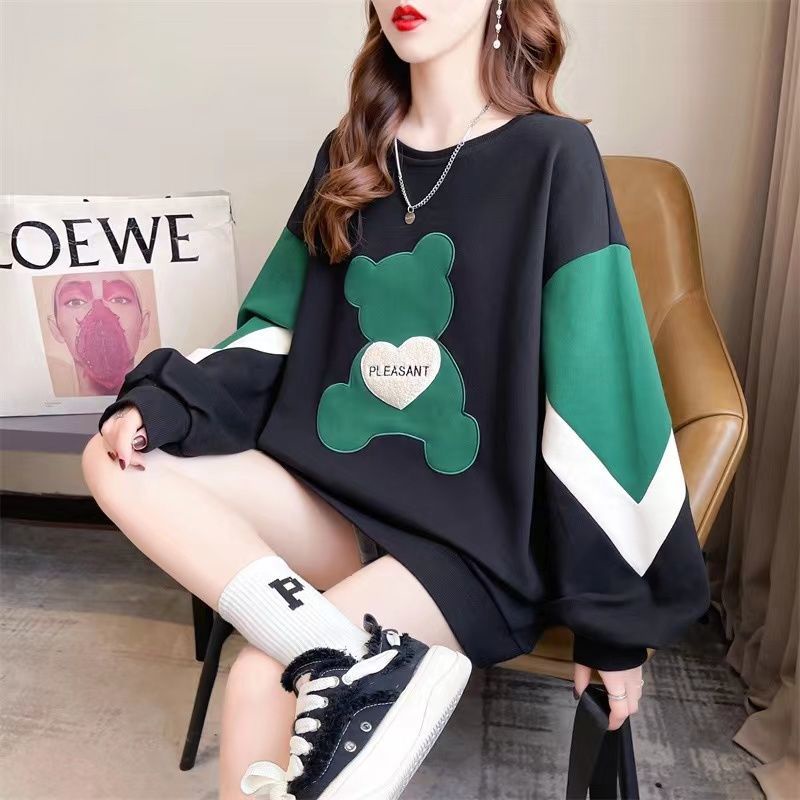 Áo sweater Mỏng Dáng Rộng In Hình Gấu Thời Trang Xuân Thu 2022 Cho Nữ