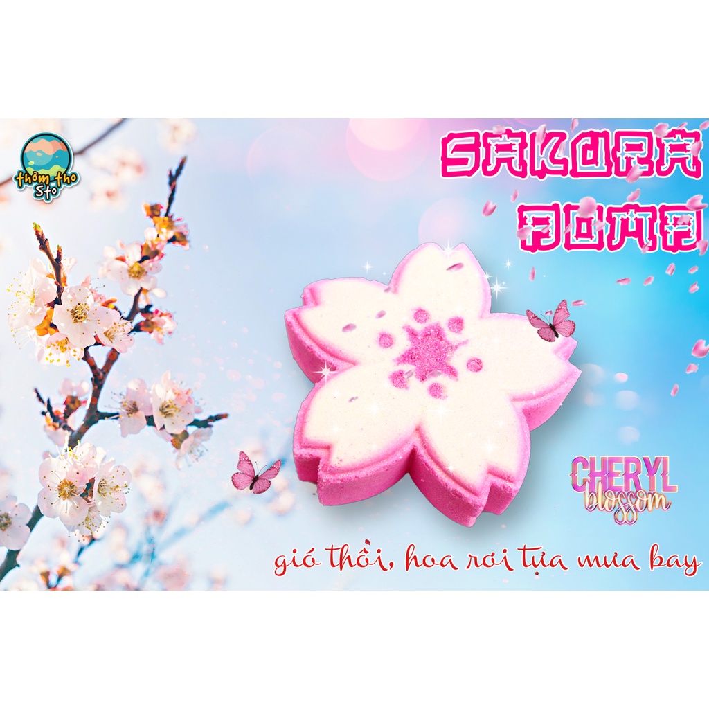 Bom tắm, viên sủi bồn tắm sủi bọt kem SAKURA bath bomb